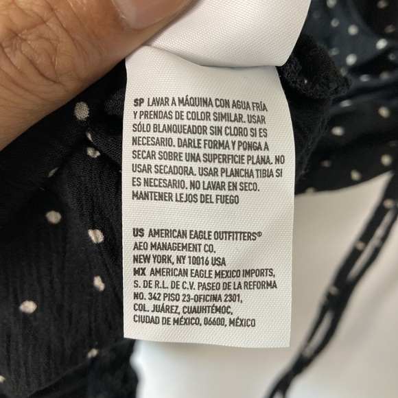 AEO Women's Black Poker Dot Pattern Wrap Mini Dress Size XS - Picture 12 of 13